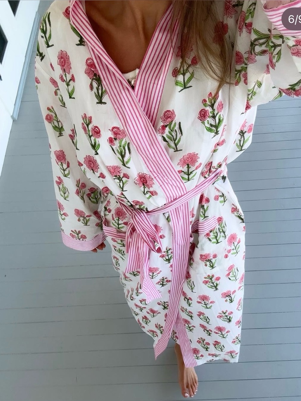 TBBC Ready Or Not Robe Port Royal Rosebud Pima Cotton Small Beaufort Bonnet